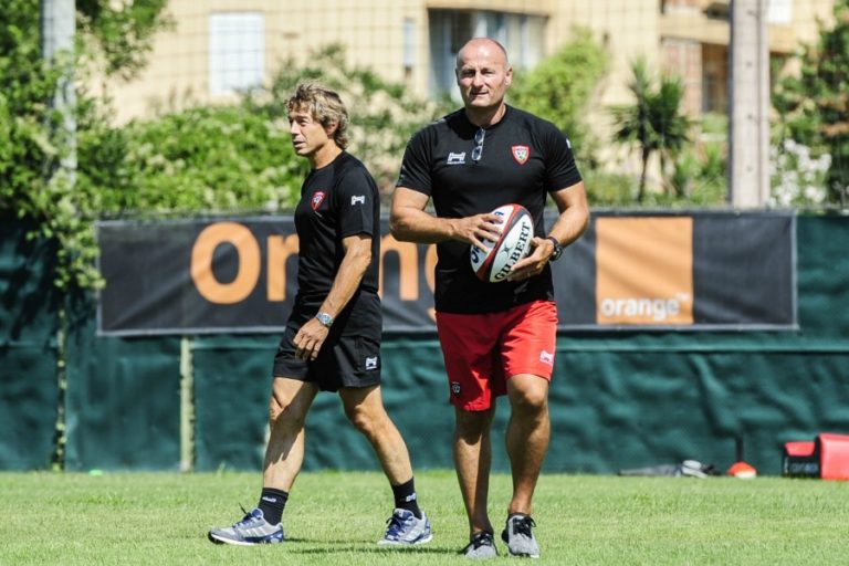 Diego DOMINGUEZ of RC Toulon and Marc DAL MASO of RC Toulon during the First training of the RC Toulon - Season 2016/2017 on July 26, 2016 in Toulon, France. (Photo by Agence Nice Presse/Icon Sport)