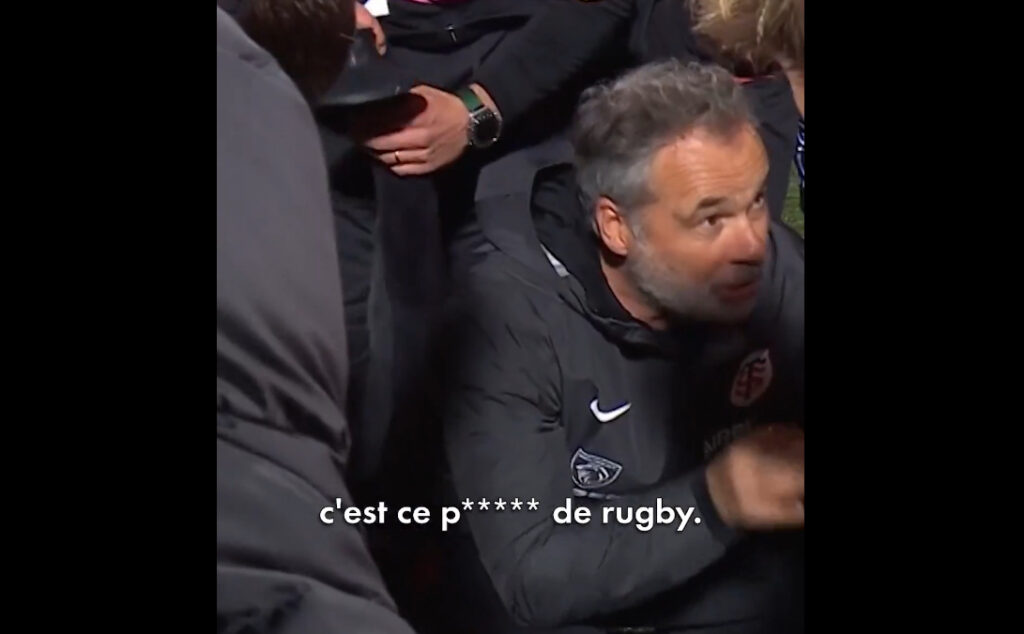 Ugo Mola en colère sur la pelouse du LOU Rugby