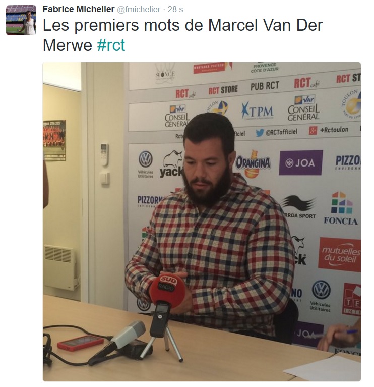 Photo Le pilier Marcel Van Der Merwe est bien arrivé à Toulon Blog RCT